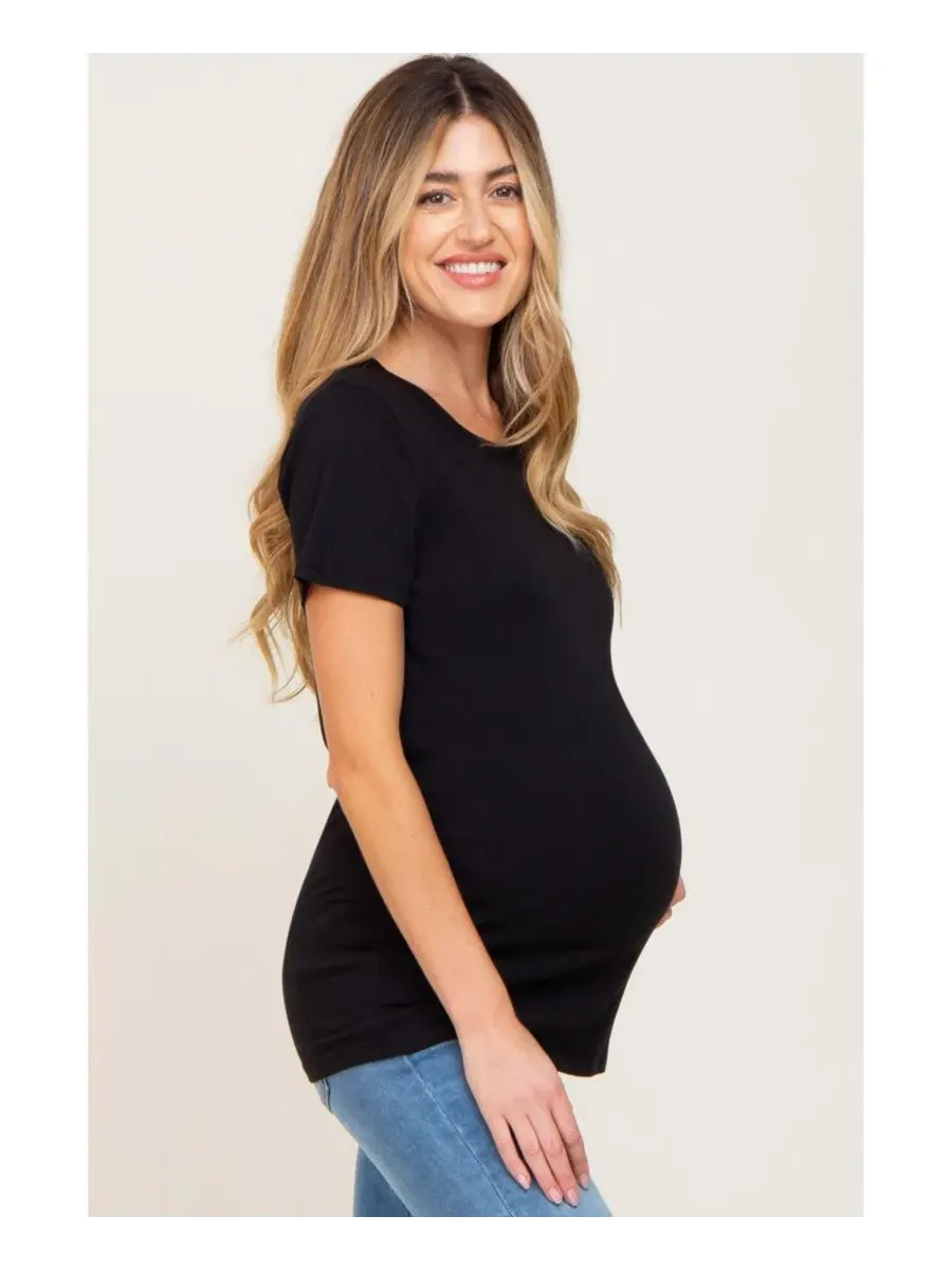 Футболка для беременных с круглым вырезом, модель Basic Crew Neck Pinkblush — изображение 2 из 4, черный