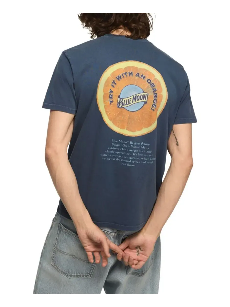 Футболка с принтом Blue Moon Orange Lucky Brand — изображение 1 из 5, темный джинсовый синий