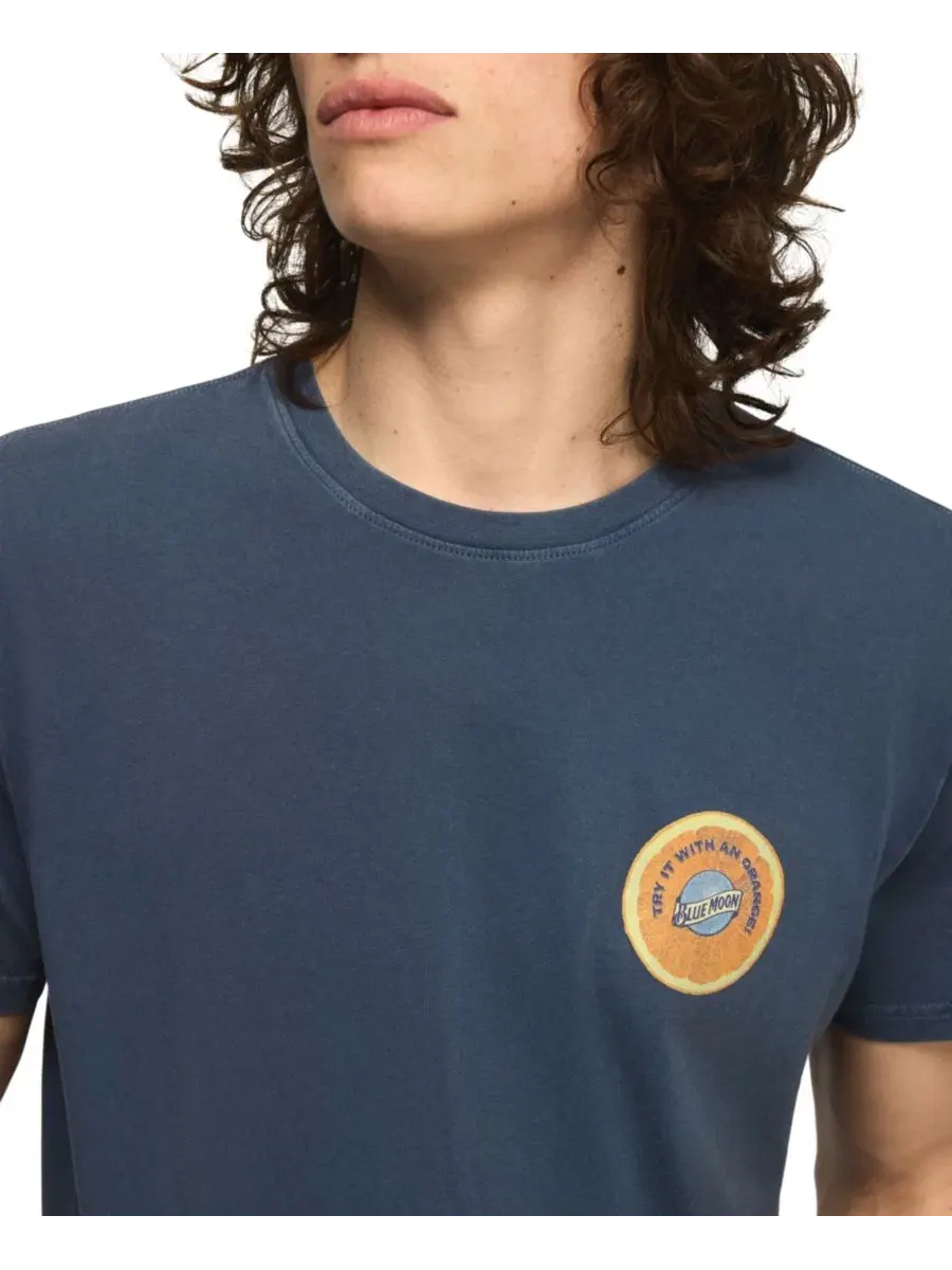 Футболка с принтом Blue Moon Orange Lucky Brand — изображение 4 из 5, темный джинсовый синий
