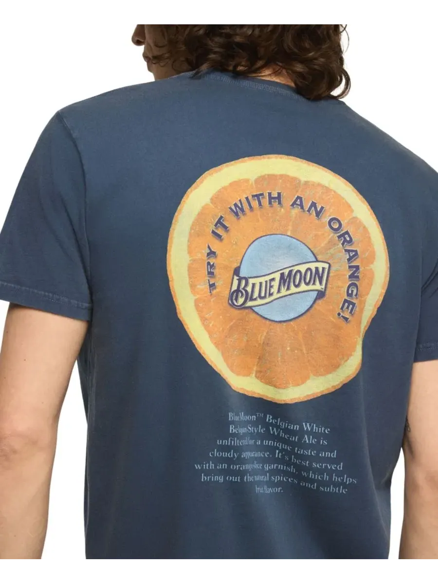 Футболка с принтом Blue Moon Orange Lucky Brand — изображение 5 из 5, темный джинсовый синий