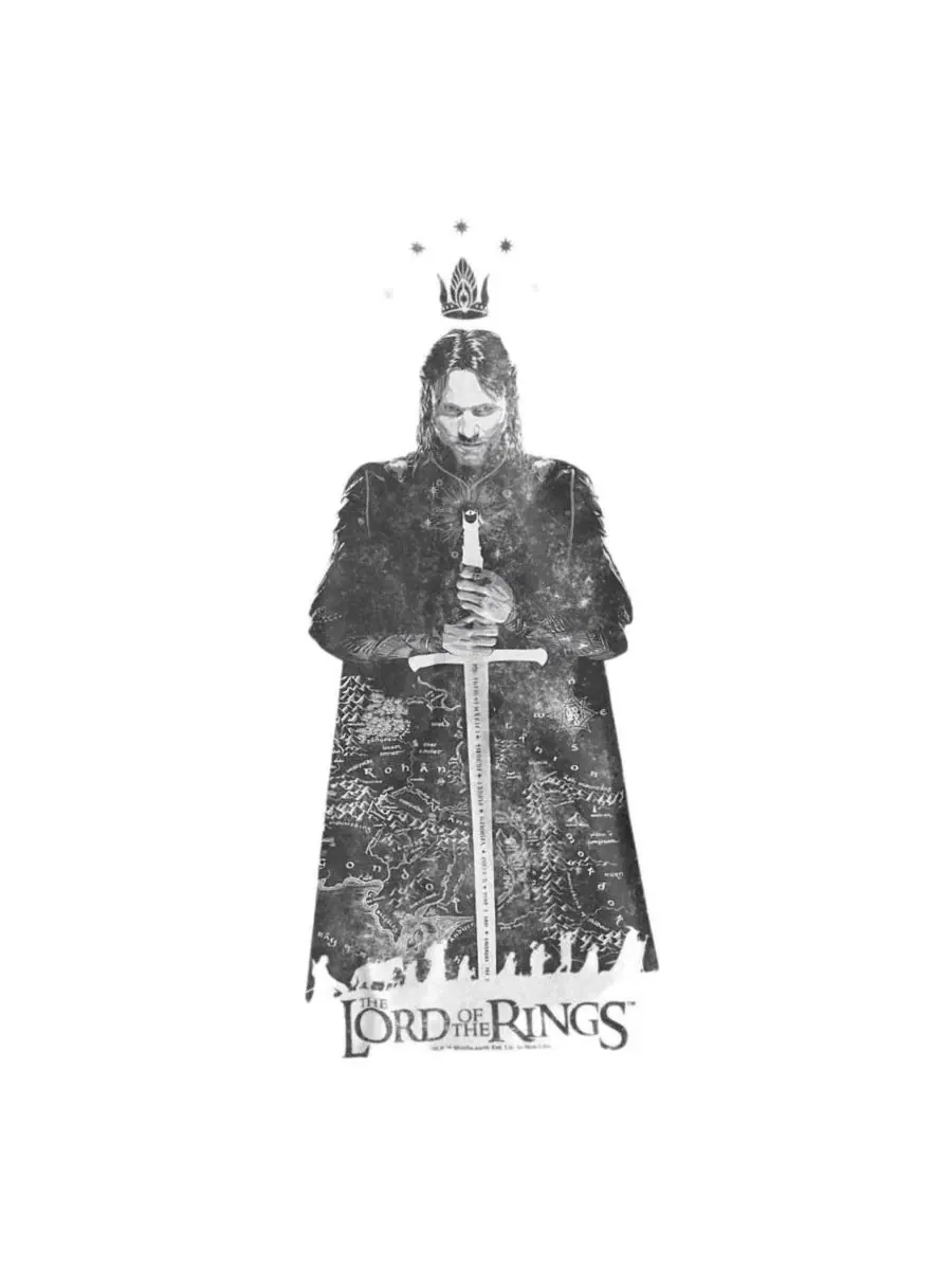 Футболка с принтом Aragorn Map Fellowship Lord Of The Rings — изображение 2 из 3, белый