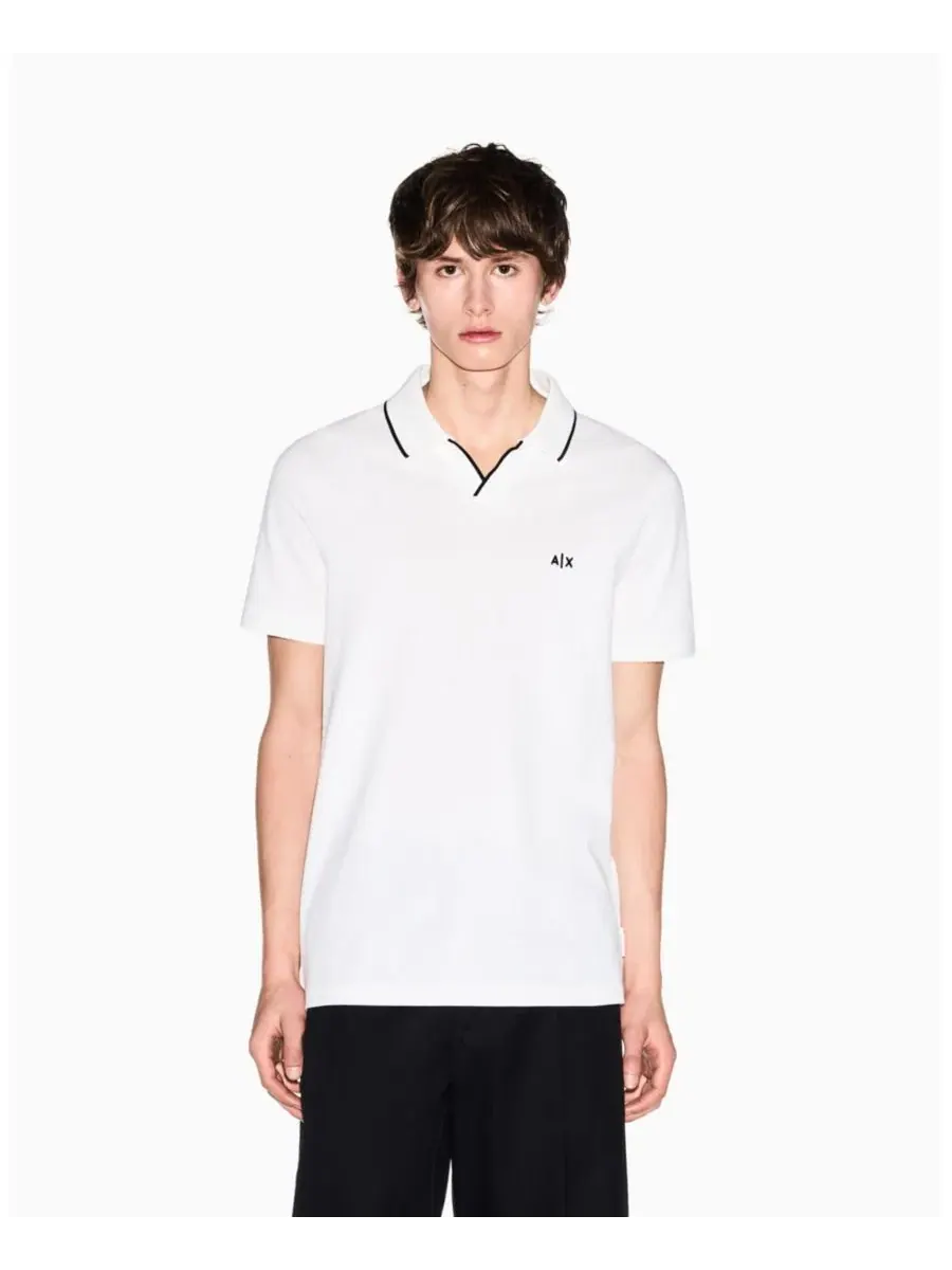 Мужское поло из пике с контрастной окантовкой, Johnny воротник A|X Armani Exchange