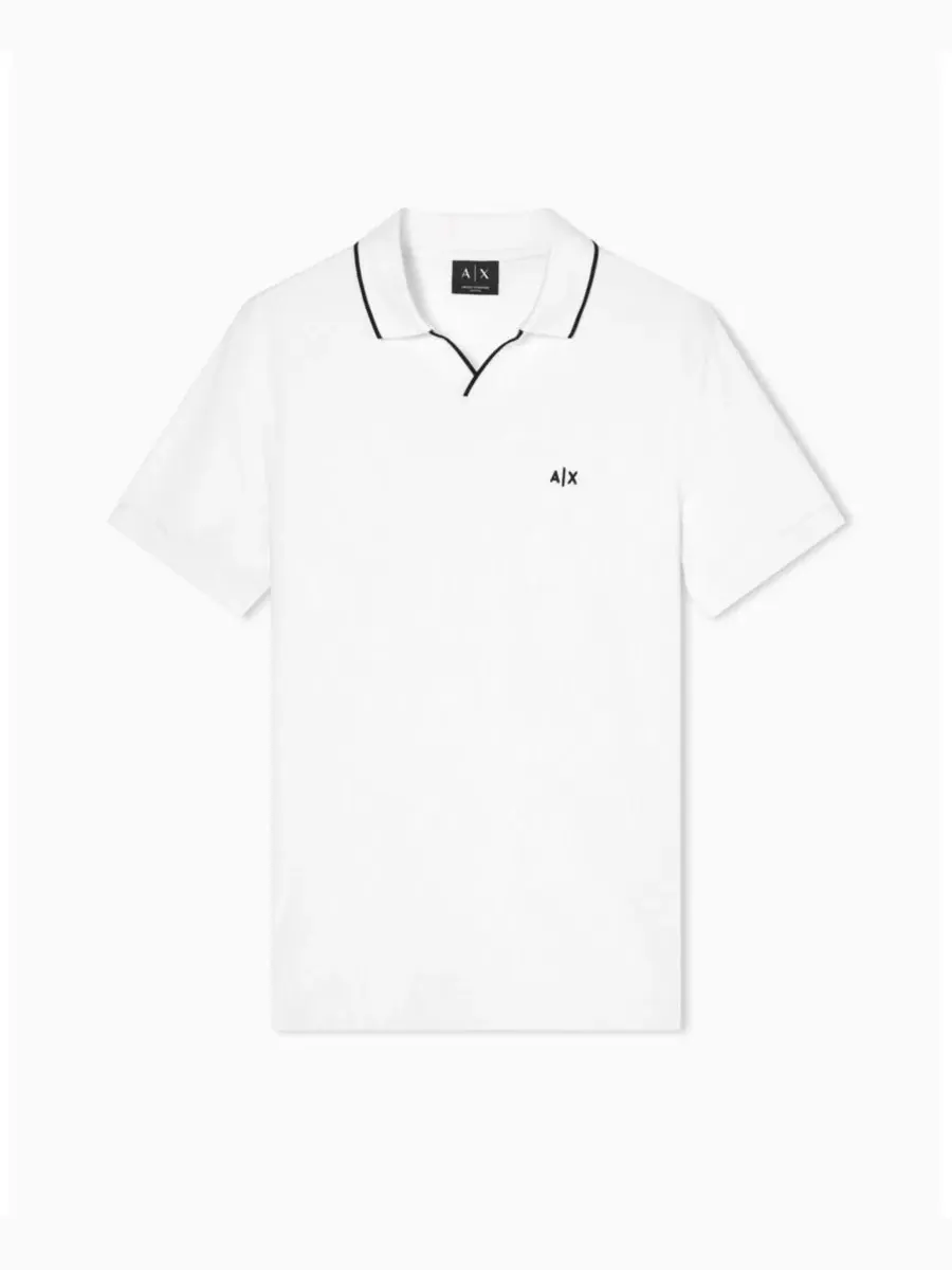 Мужское поло из пике с контрастной окантовкой, Johnny воротник A|X Armani Exchange — изображение 5 из 5, белый