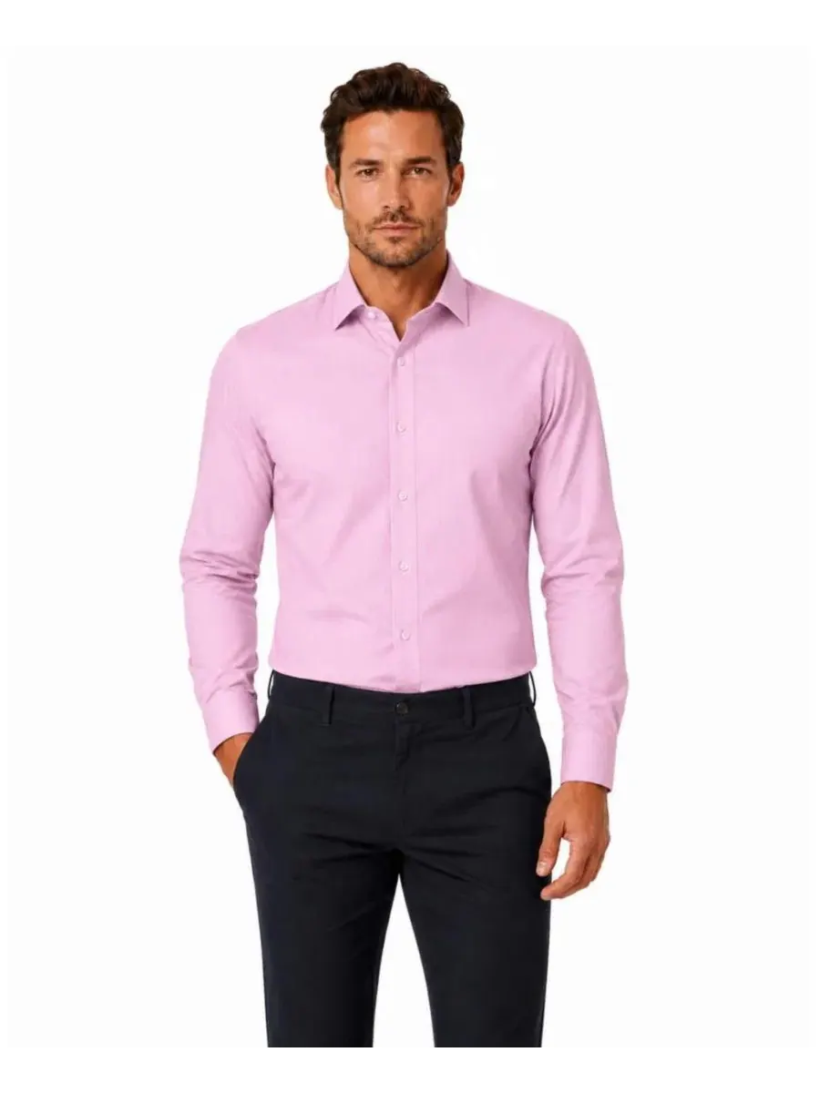 Мужская рубашка slim fit с длинным рукавом Elie Balleh — изображение 1 из 5, розовый