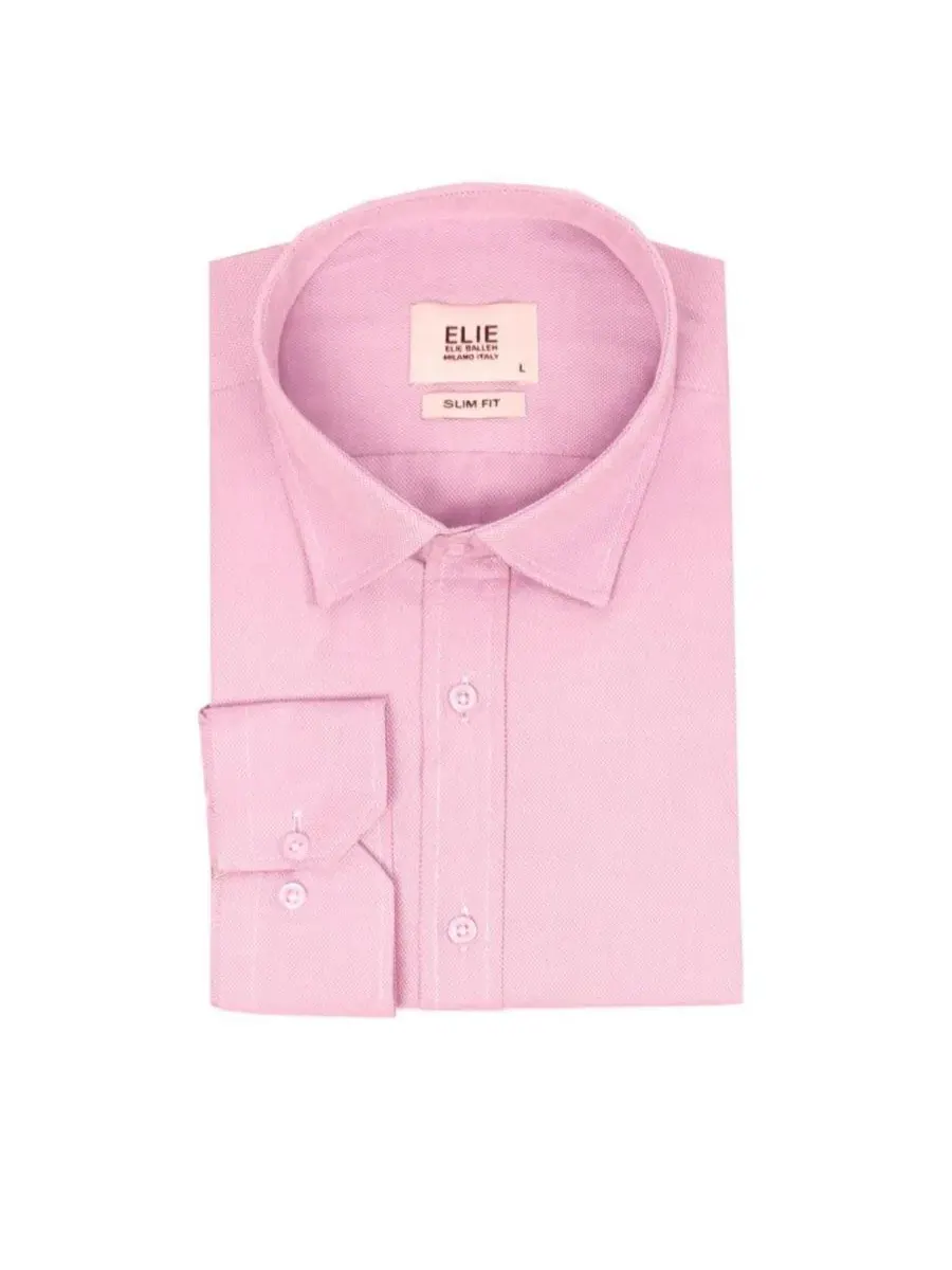 Мужская рубашка slim fit с длинным рукавом Elie Balleh — изображение 3 из 5, розовый