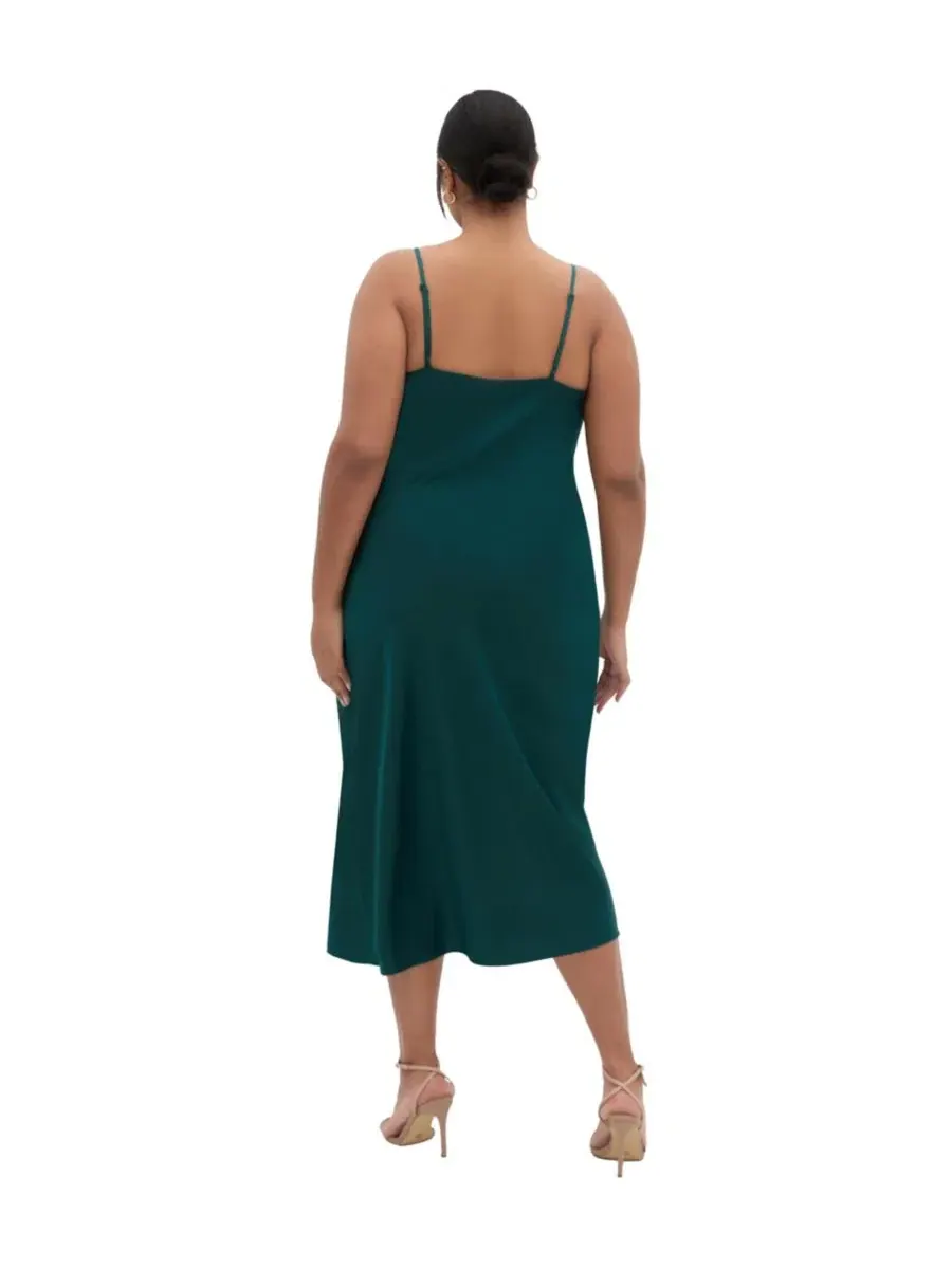 Платье-комбинация с драпировкой Adelina Twist Cowl Neck Sateen Slip Dress CITY CHIC — изображение 2 из 5, изумруд