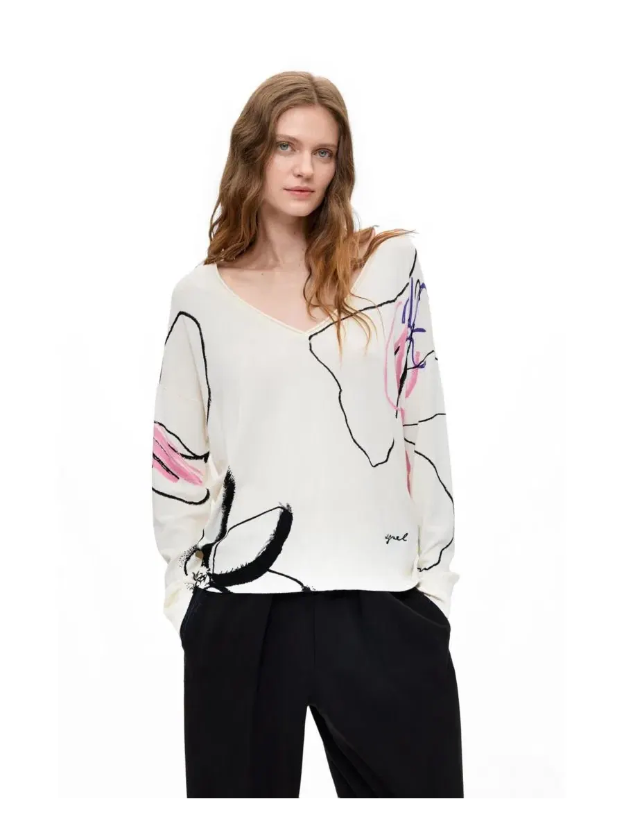 Женский свитер с принтом Desigual — изображение 1 из 5, белый
