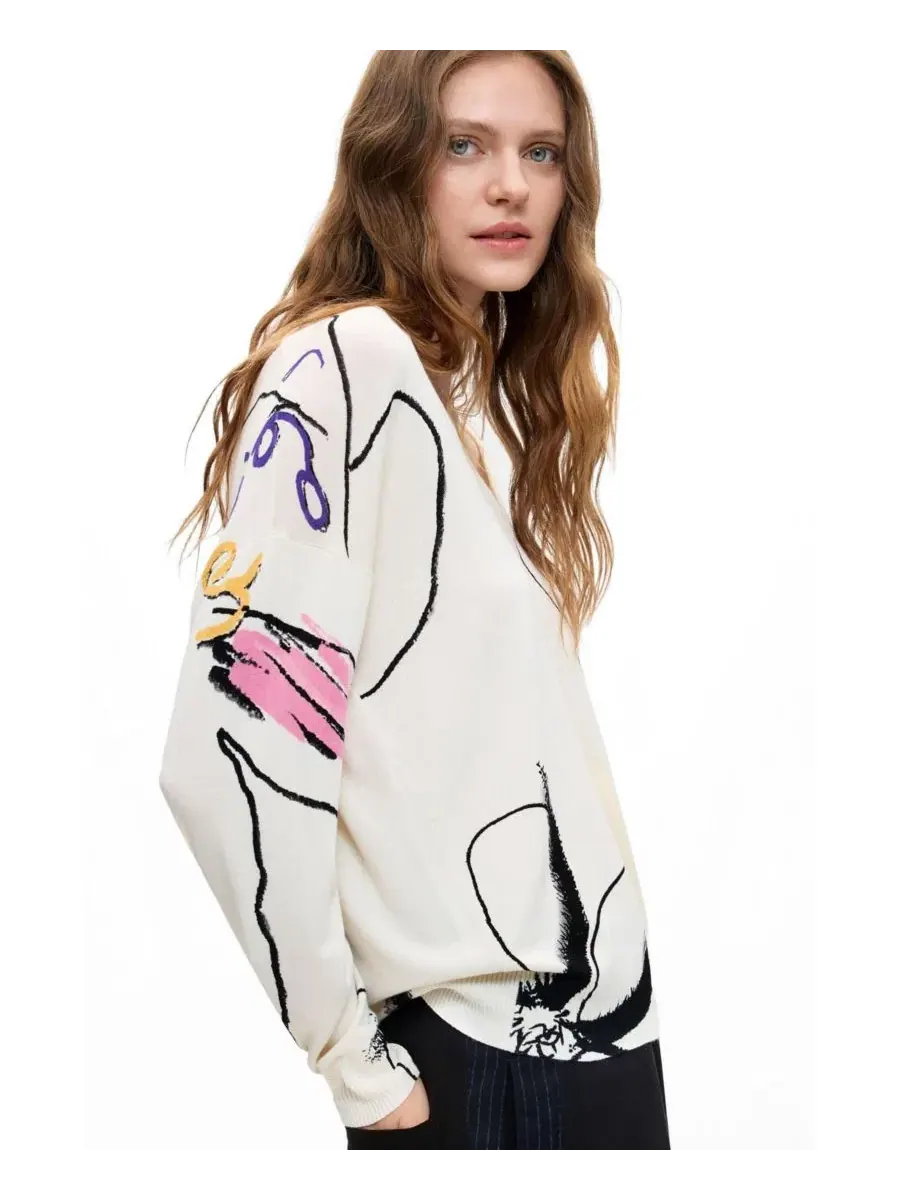 Женский свитер с принтом Desigual — изображение 3 из 5, белый