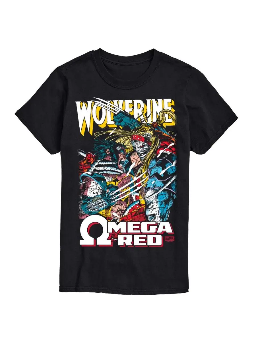 Мужская футболка с коротким рукавом Marvel Wolverine Omega Red с графическим принтом AIRWAVES — изображение 1 из 3, черный
