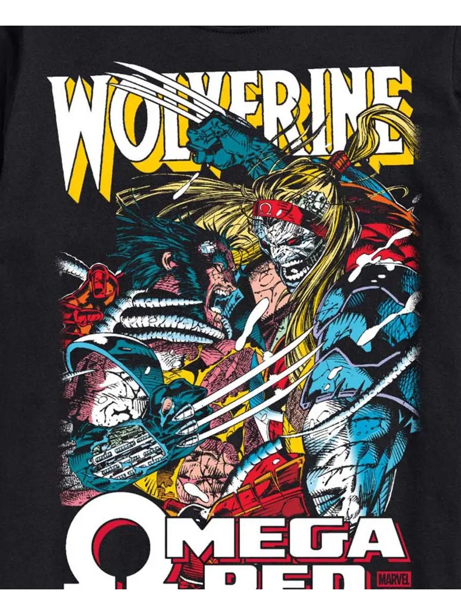 Мужская футболка с коротким рукавом Marvel Wolverine Omega Red с графическим принтом AIRWAVES — изображение 3 из 3, черный