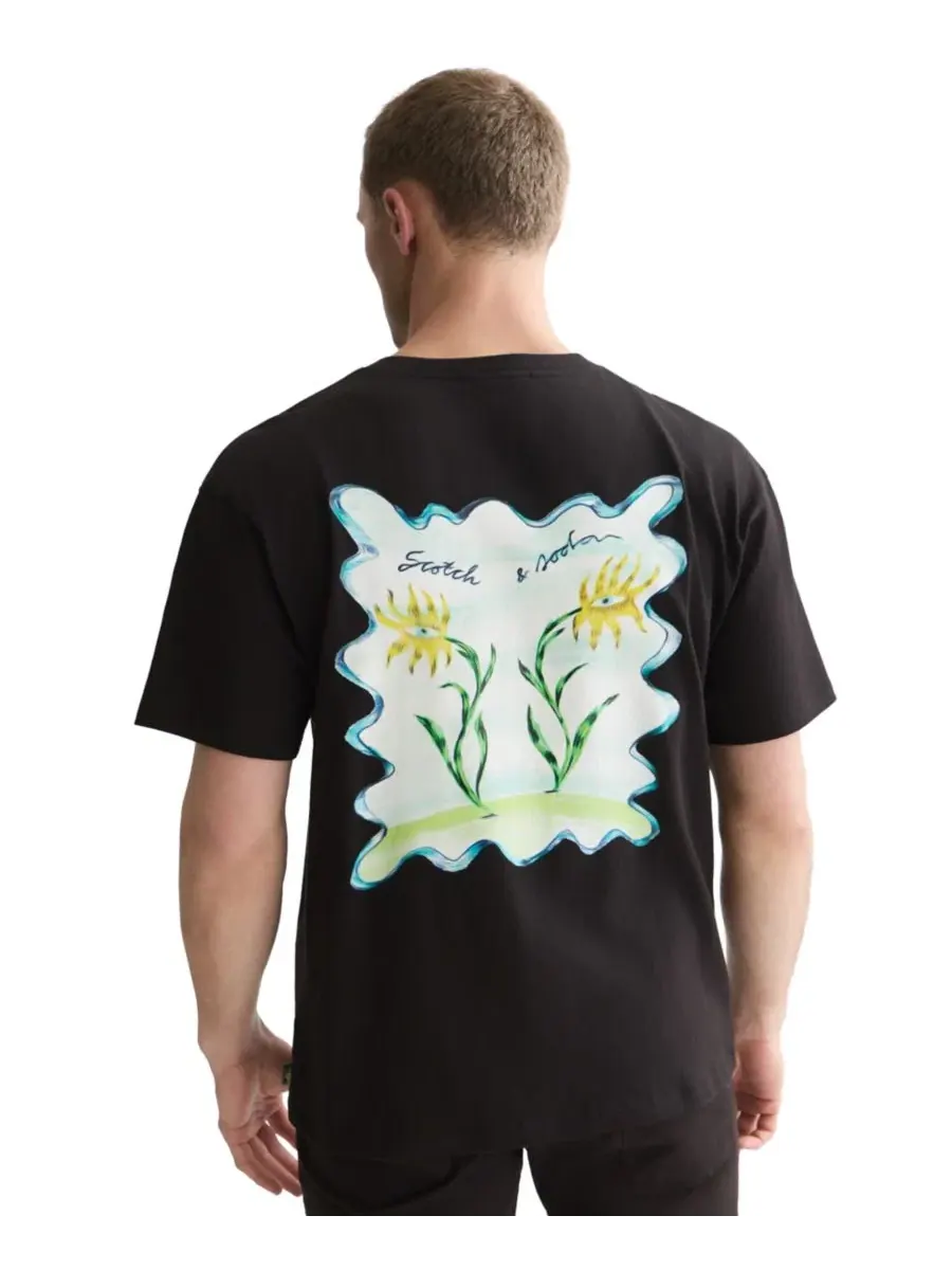 Футболка свободного кроя с принтом Flower Artwork SCOTCH & SODA — изображение 1 из 6, серый