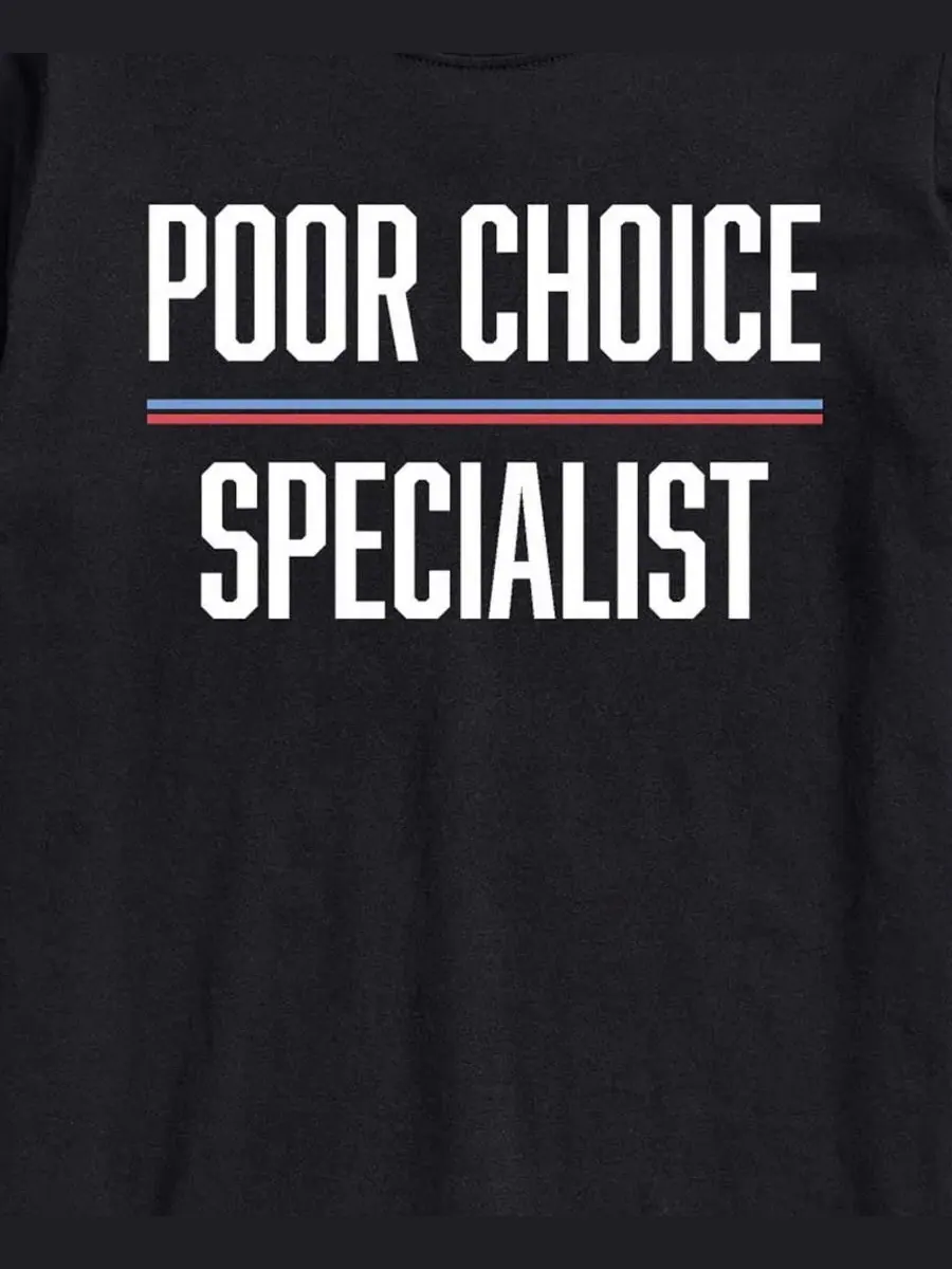 Футболка мужская с принтом Poor Choice Specialist AIRWAVES — изображение 3 из 3, черный