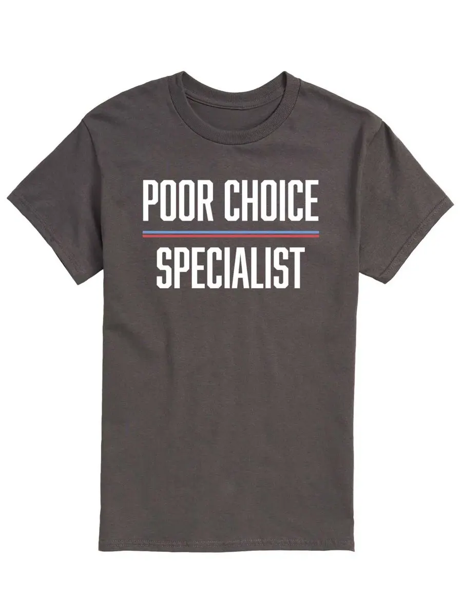 Мужская футболка с принтом Poor Choice Specialist AIRWAVES — изображение 1 из 3, темно-серый