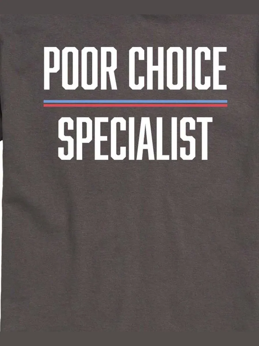 Мужская футболка с принтом Poor Choice Specialist AIRWAVES — изображение 3 из 3, темно-серый