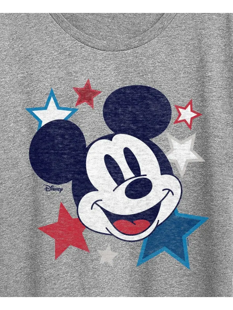 Футболка большого размера с графическим принтом Disney Mickey Stars USA Hybrid Apparel — изображение 2 из 3, серый