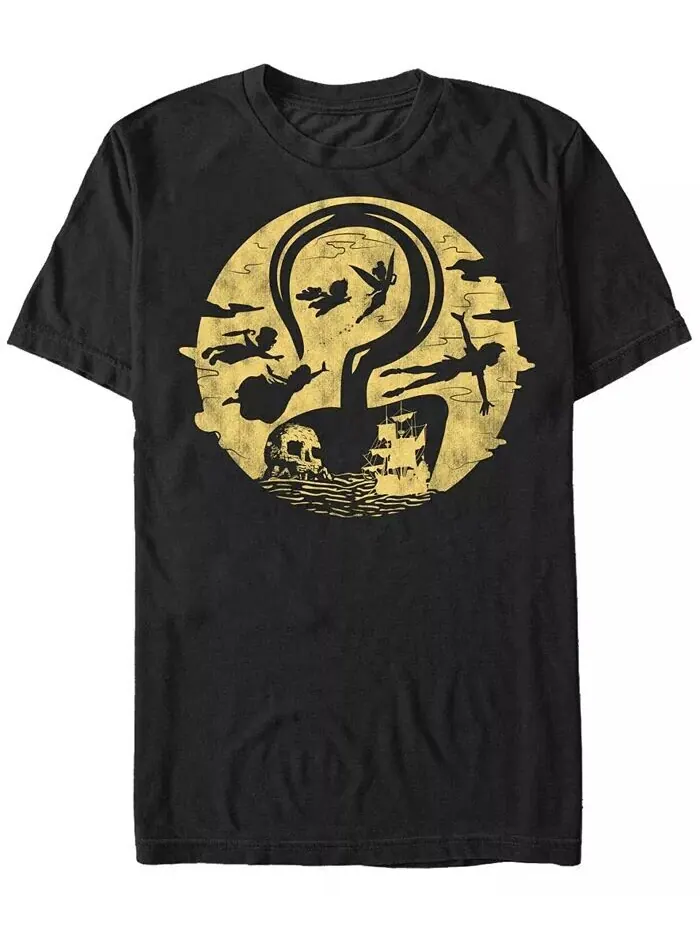 Футболка с коротким рукавом Disney Men's Peter Pan Hook Moon Collage Fifth Sun — изображение 1 из 1, черный