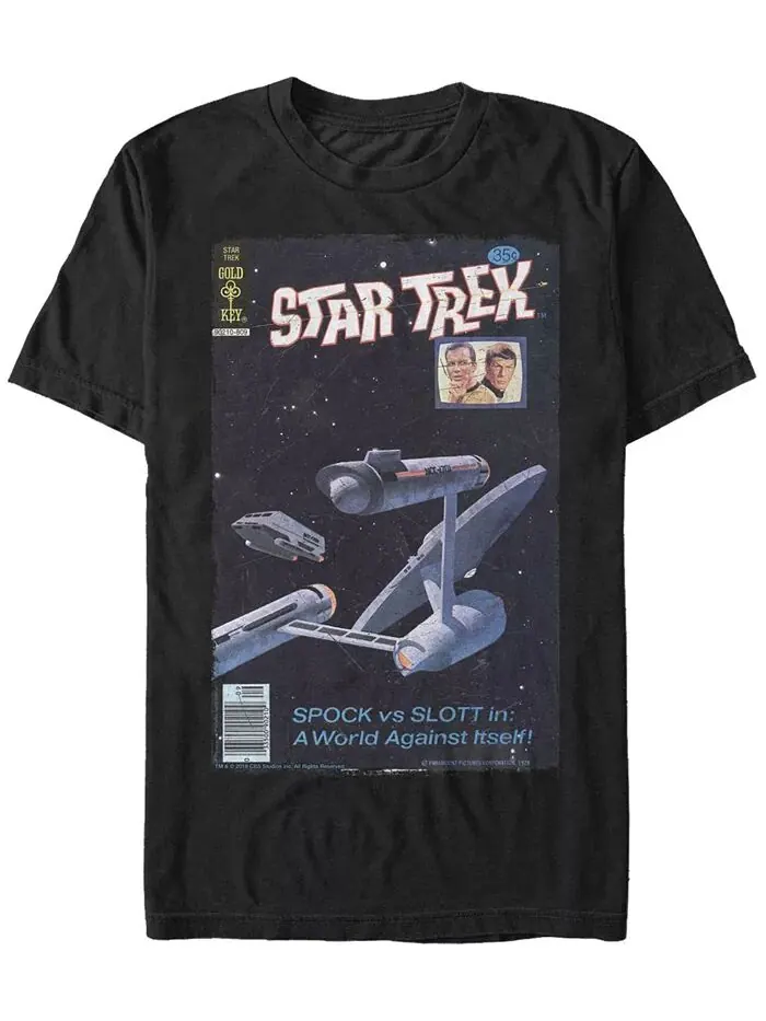 Мужская футболка с коротким рукавом в стиле ретро комикса Star Trek The Original Series Spock Vs — изображение 1 из 1, черный