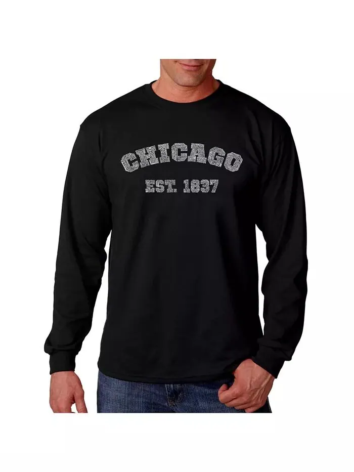 Футболка мужская с длинным рукавом Word Art - Chicago 1837 LA Pop Art — изображение 1 из 2, черный