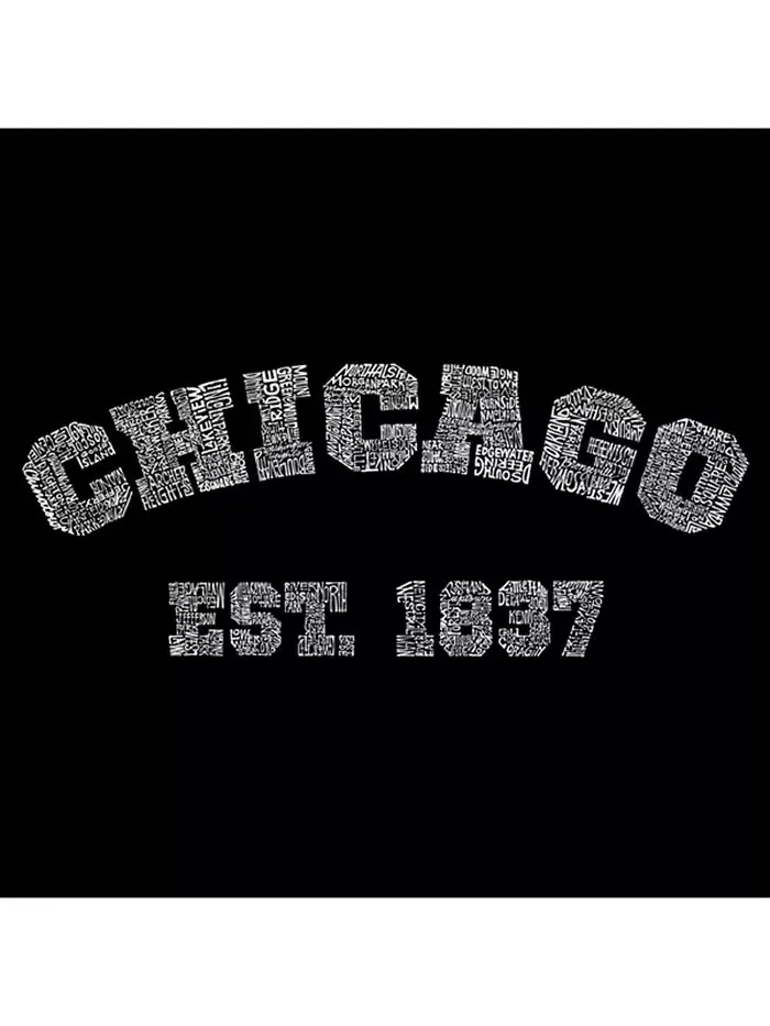 Футболка мужская с длинным рукавом Word Art - Chicago 1837 LA Pop Art — изображение 2 из 2, черный