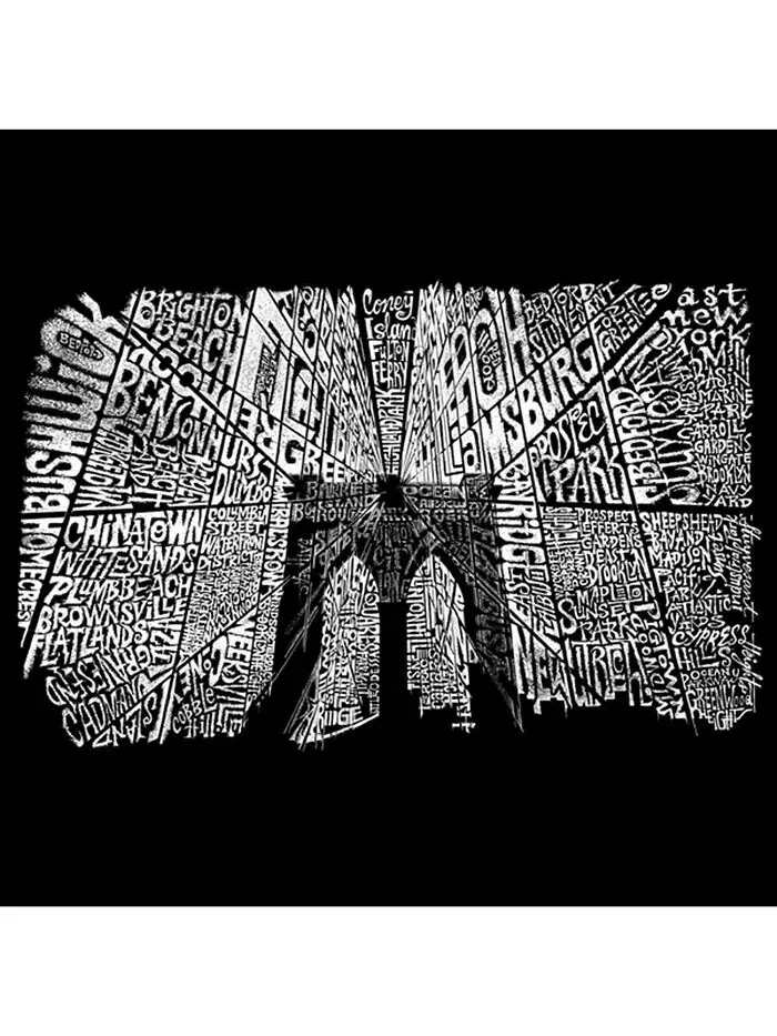 Мужская толстовка с круглым вырезом Word Art Brooklyn Bridge LA Pop Art — изображение 2 из 2, серый