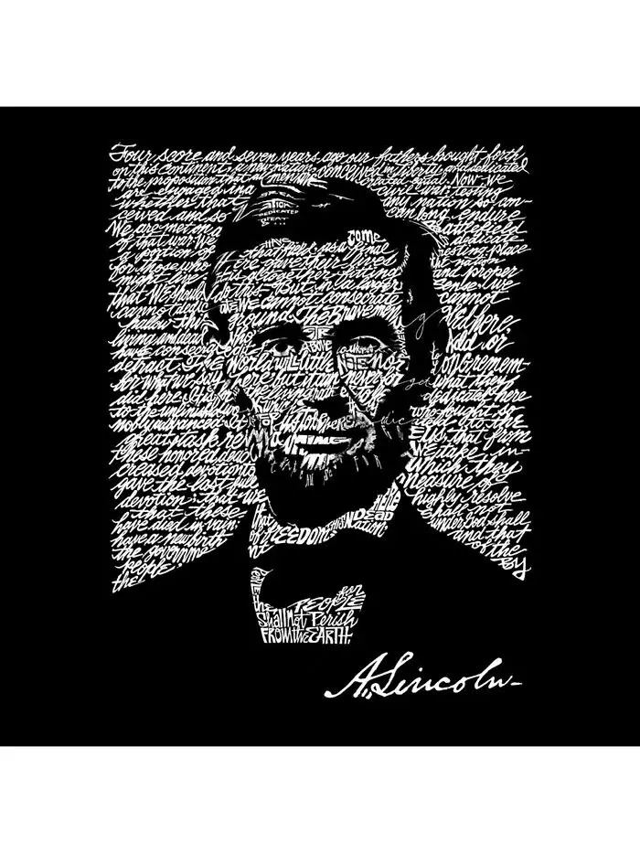Футболка мужская Word Art - Авраам Линкольн LA Pop Art — изображение 2 из 2, серый