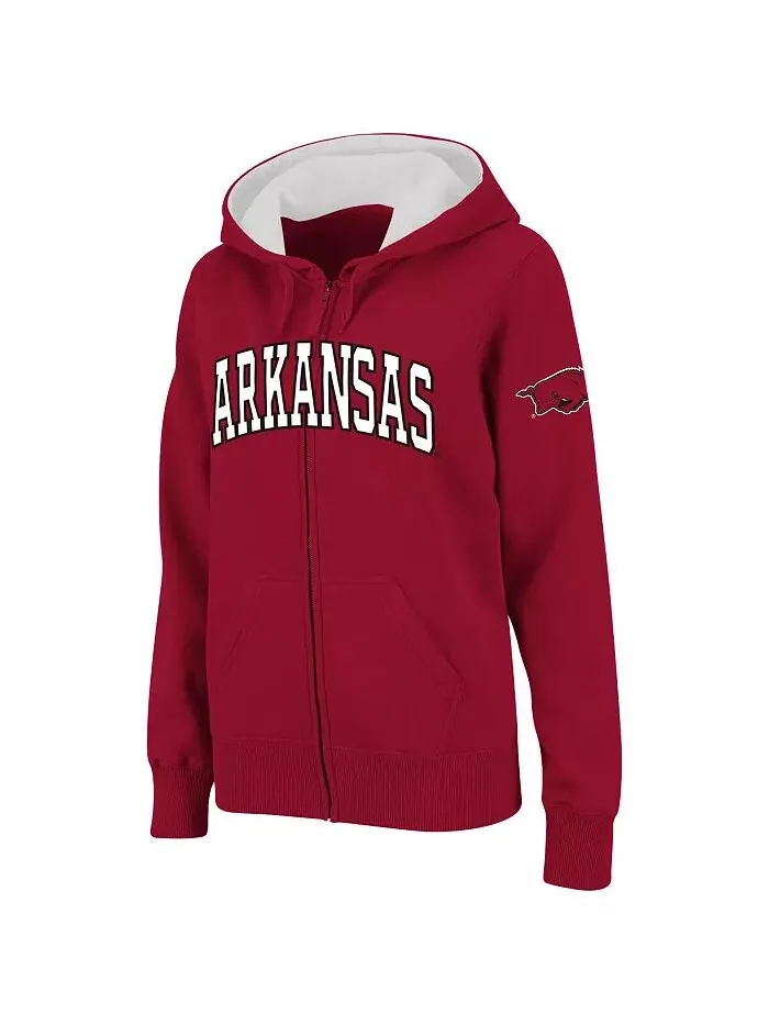 Женская толстовка с капюшоном Arkansas Razorbacks с арочным названием и молнией Colosseum — изображение 1 из 3, красный