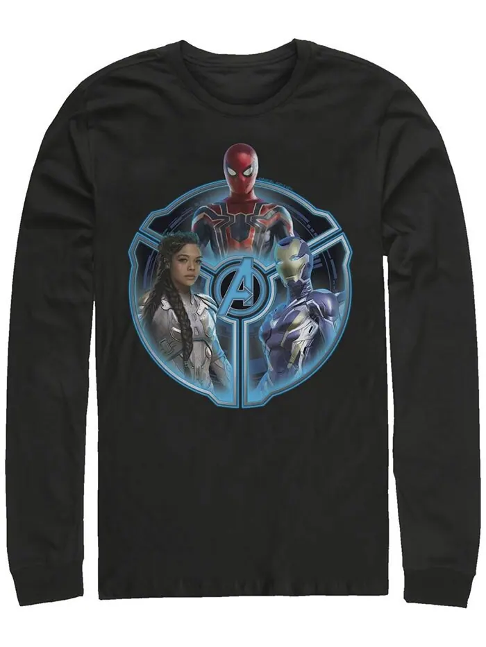 Мужская футболка Marvel Avengers Endgame Triple Hero Wheel, с длинным рукавом Fifth Sun — изображение 1 из 1, черный