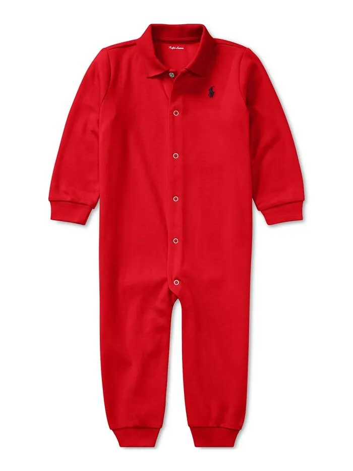 Классический хлопковый комбинезон-поло для маленьких мальчиков Polo Ralph Lauren — изображение 1 из 4, красный