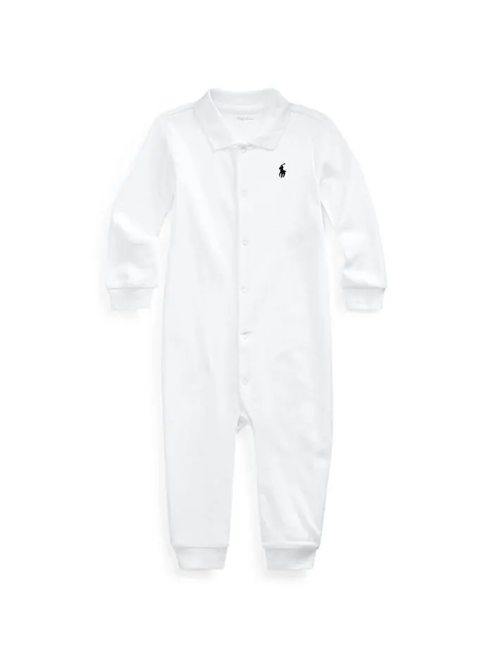Классический хлопковый комбинезон-поло для маленьких мальчиков Polo Ralph Lauren — изображение 1 из 2, белый