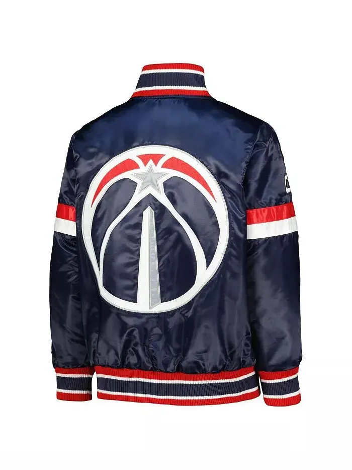 Куртка на кнопках Big Boys Navy Washington Wizards Home Game Varsity Satin Full-Snap Starter — изображение 3 из 3