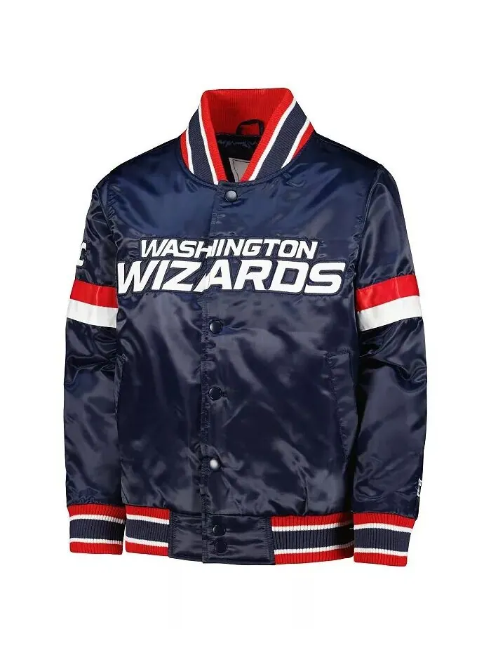 Темно-синяя университетская атласная куртка на кнопках Big Boys Washington Wizards Home Game Starter — изображение 2 из 3