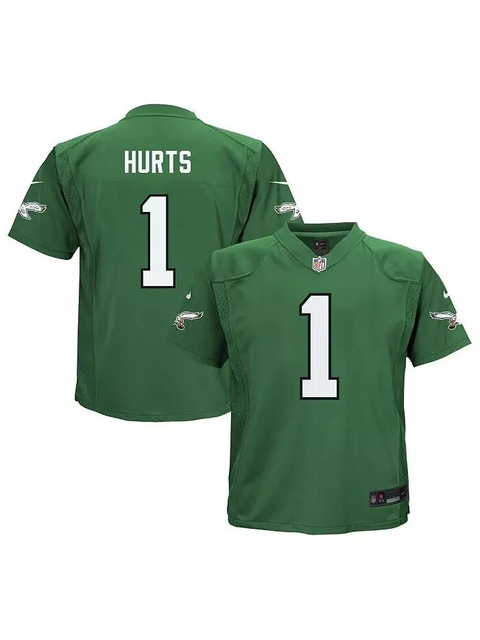 Джерси для мальчиков и девочек Jalen Hurts Philadelphia Eagles для альтернативной игры Nike — изображение 1 из 3, зеленый