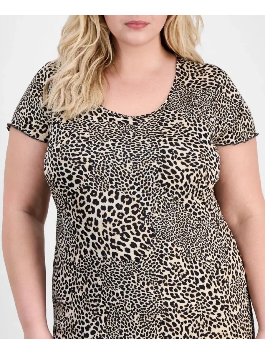 Платье миди с коротким рукавом и принтом Leopard Patch FULL CIRCLE TRENDS, Leopard Patch — изображение 4 из 5