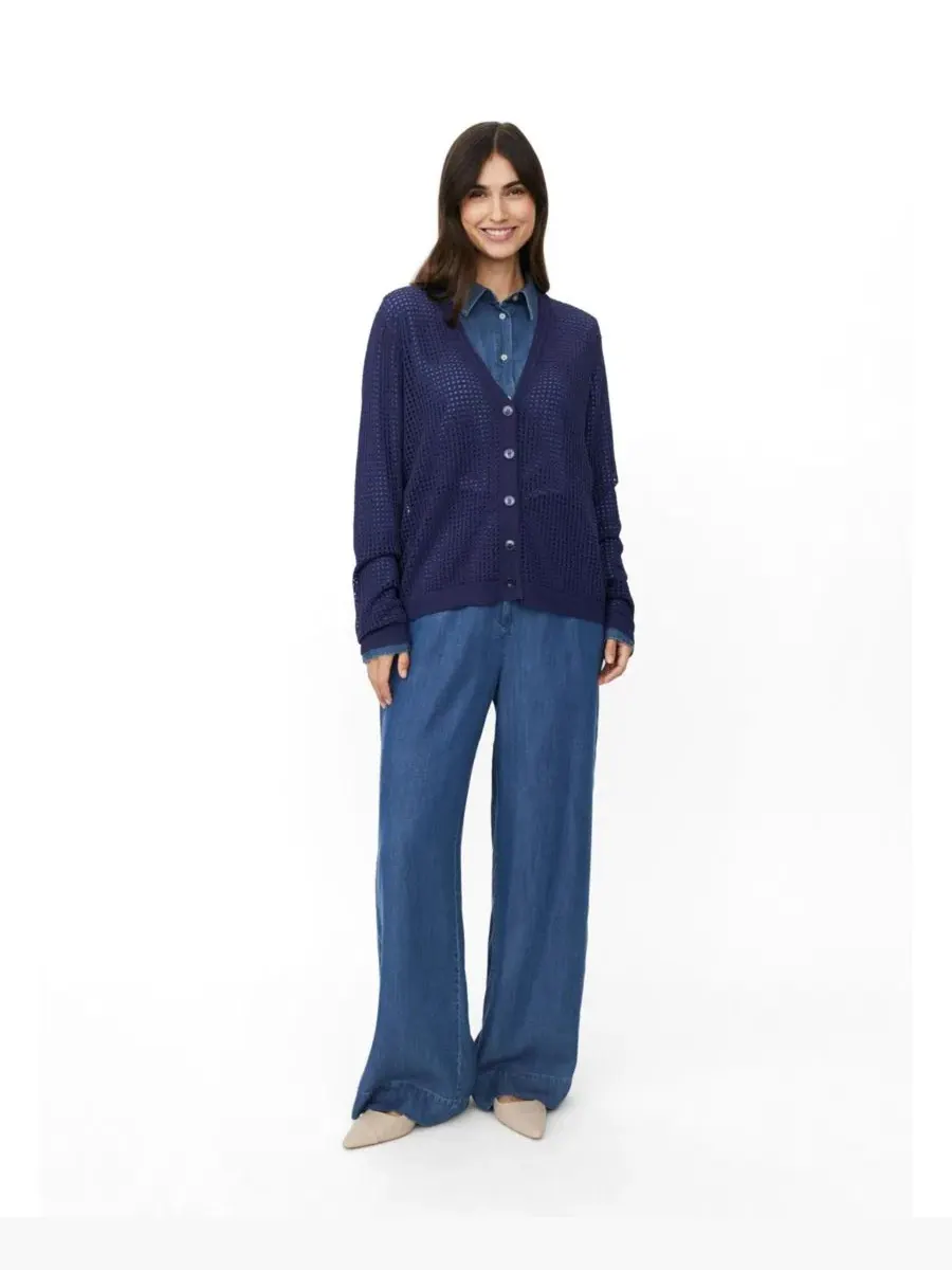 Ажурный кардиган свободного кроя MaLarkena Open Knit Cardigan Masai Copenhagen — изображение 2 из 6, темно-синий