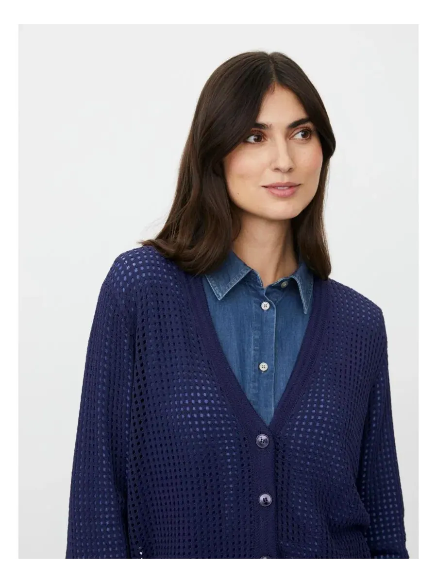 Ажурный кардиган свободного кроя MaLarkena Open Knit Cardigan Masai Copenhagen — изображение 4 из 6, темно-синий