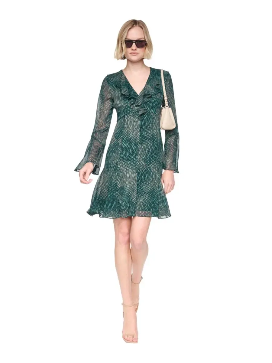 Платье с длинным рукавом, рюшами и расклешенным подолом DKNY — изображение 2 из 6, мульти