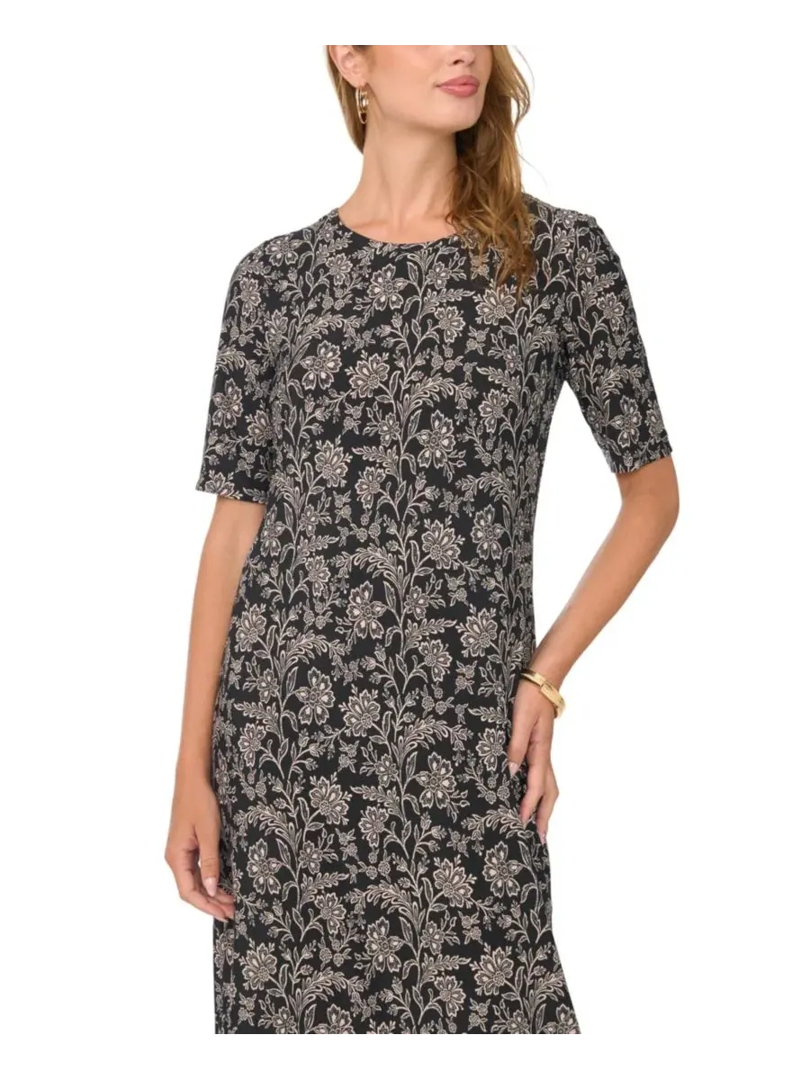 Макси-платье-трапеция с цветочным принтом Vince Camuto — изображение 2 из 4, какао