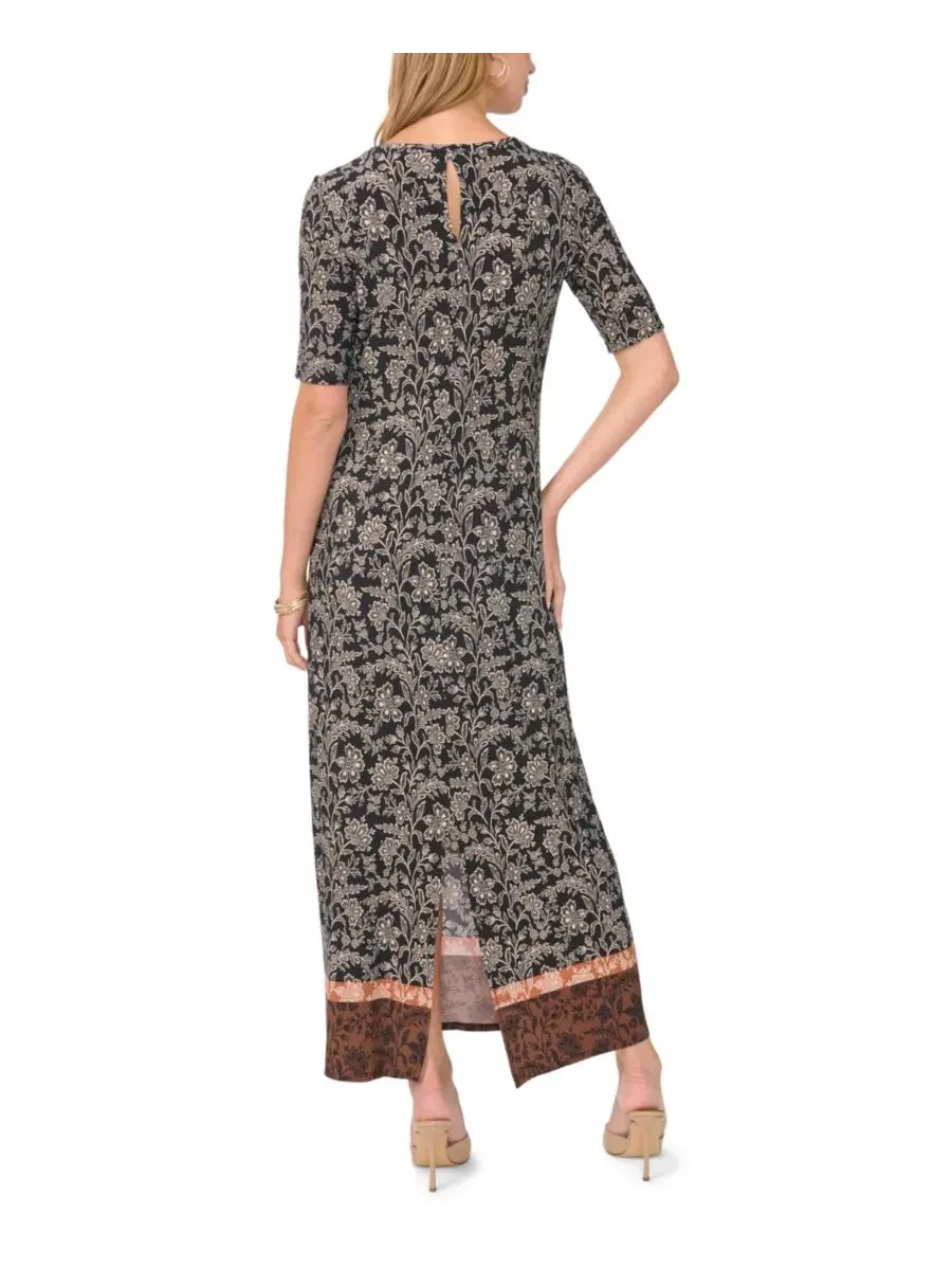 Макси-платье-трапеция с цветочным принтом Vince Camuto — изображение 4 из 4, какао