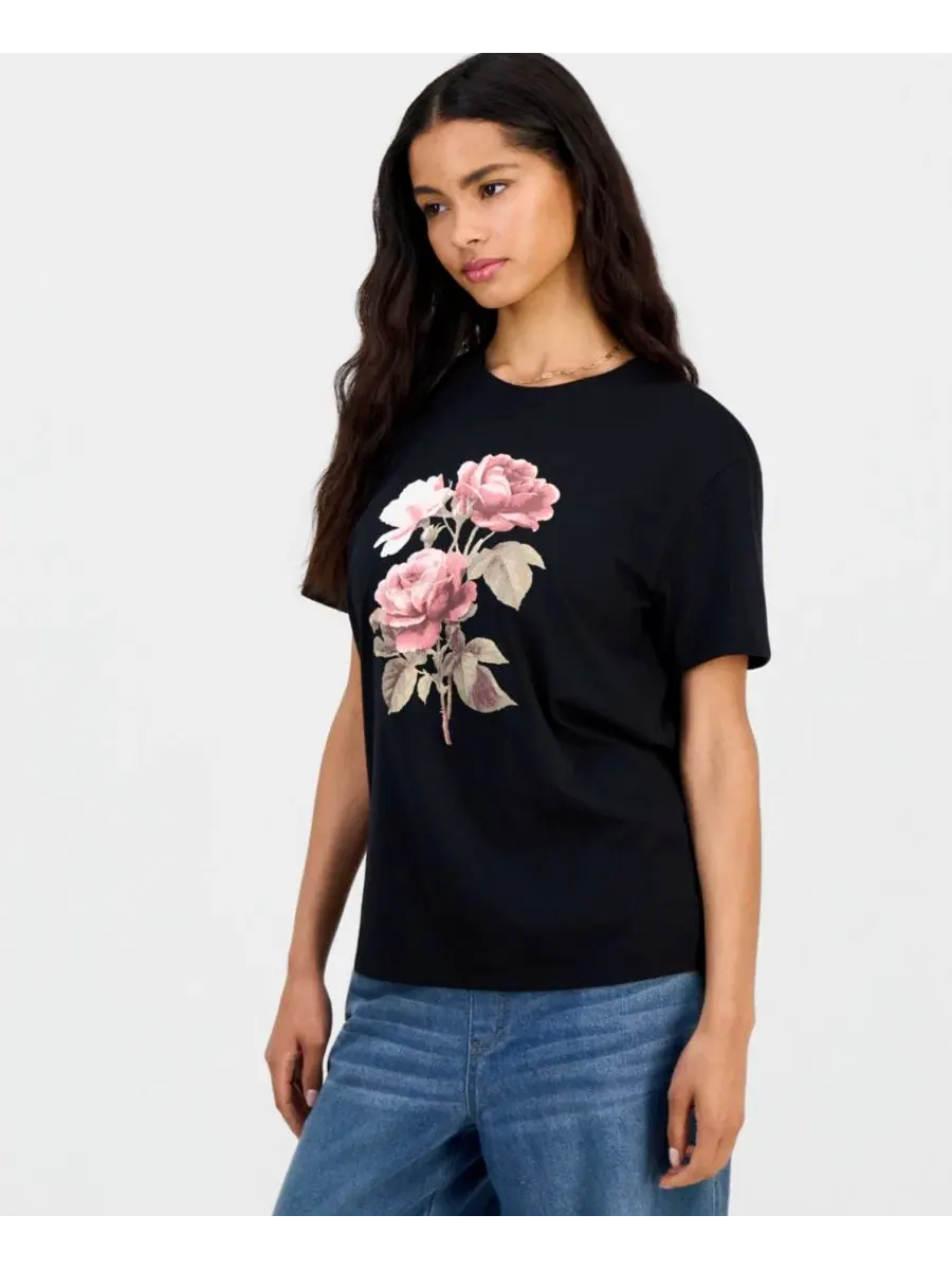Футболка с принтом роз Rose Graphic-Print Self Esteem — изображение 1 из 4, черный