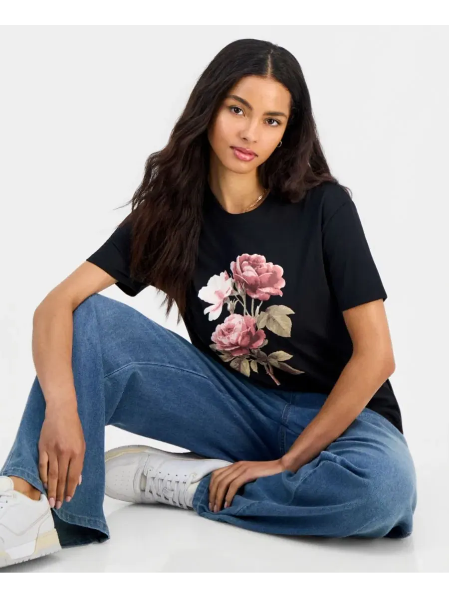 Футболка с принтом роз Rose Graphic-Print Self Esteem — изображение 2 из 4, черный