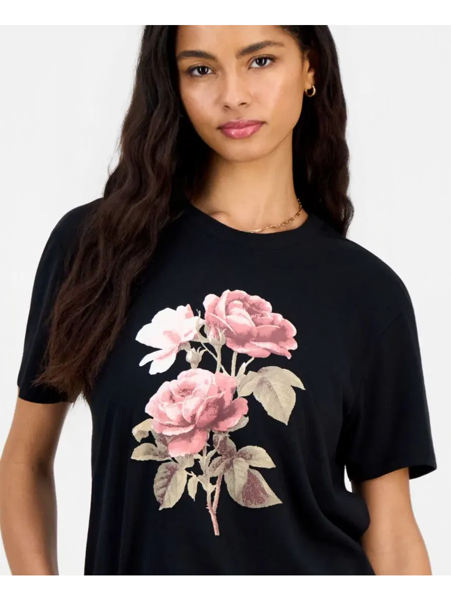 Футболка с принтом роз Rose Graphic-Print Self Esteem — изображение 4 из 4, черный