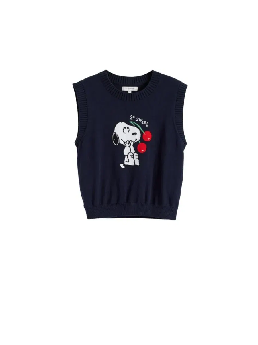 Топ без рукавов с интарсией Snoopy Chinti & Parker — изображение 4 из 5, синий