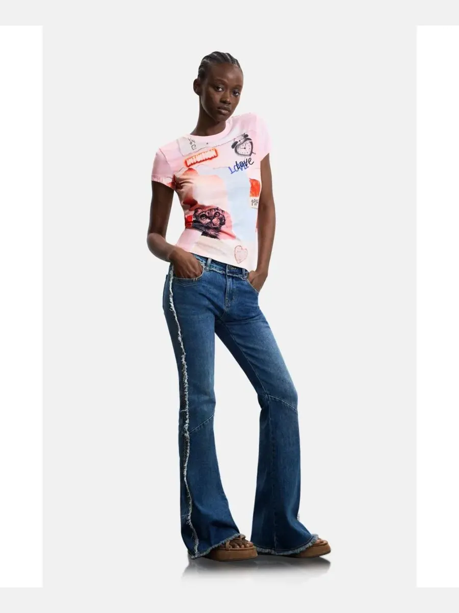 Футболка с принтом Desigual — изображение 4 из 5, розовый