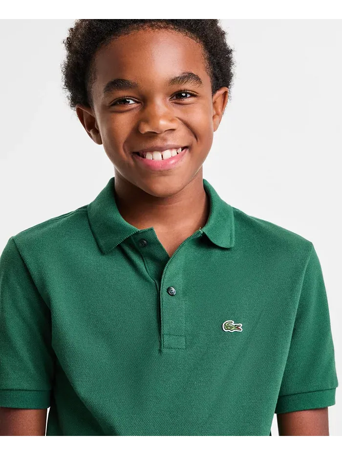 Хлопковая поло Petit Piqué для мальчиков 8-20 лет Lacoste — изображение 2 из 6, зеленый