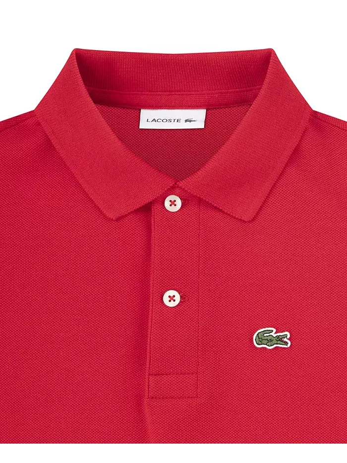 Хлопковая поло Petit Piqué для мальчиков 8-20 лет Lacoste — изображение 3 из 3, красный