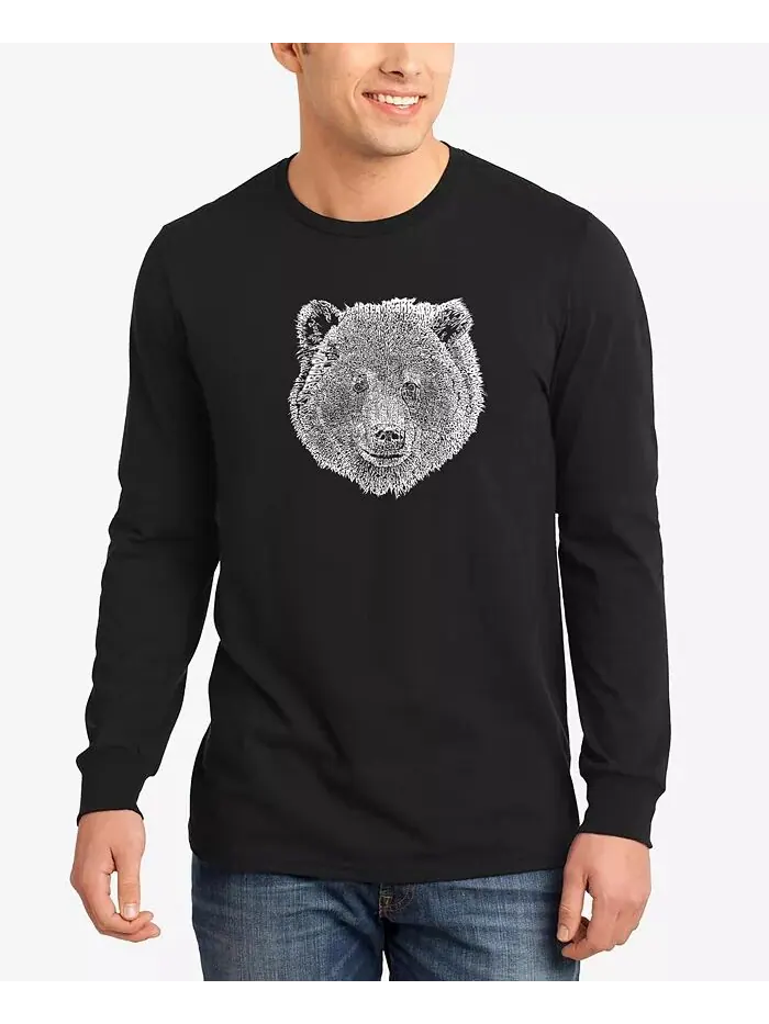 Мужская футболка с длинным рукавом Word Art Bear Face LA Pop Art — изображение 1 из 3, черный