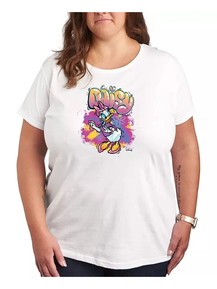 Модная футболка больших размеров с рисунком граффити Disney Daisy Duck Hybrid Apparel — изображение 1 из 3, белый