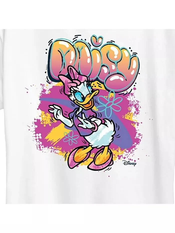Модная футболка больших размеров с рисунком граффити Disney Daisy Duck Hybrid Apparel — изображение 3 из 3, белый