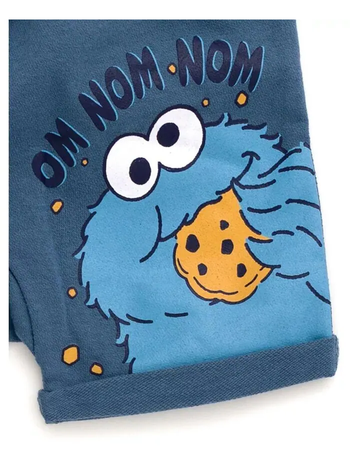 Пуловер с капюшоном Cookie Monster для мальчиков и шорты из французской махровой ткани для — изображение 6 из 6, синий