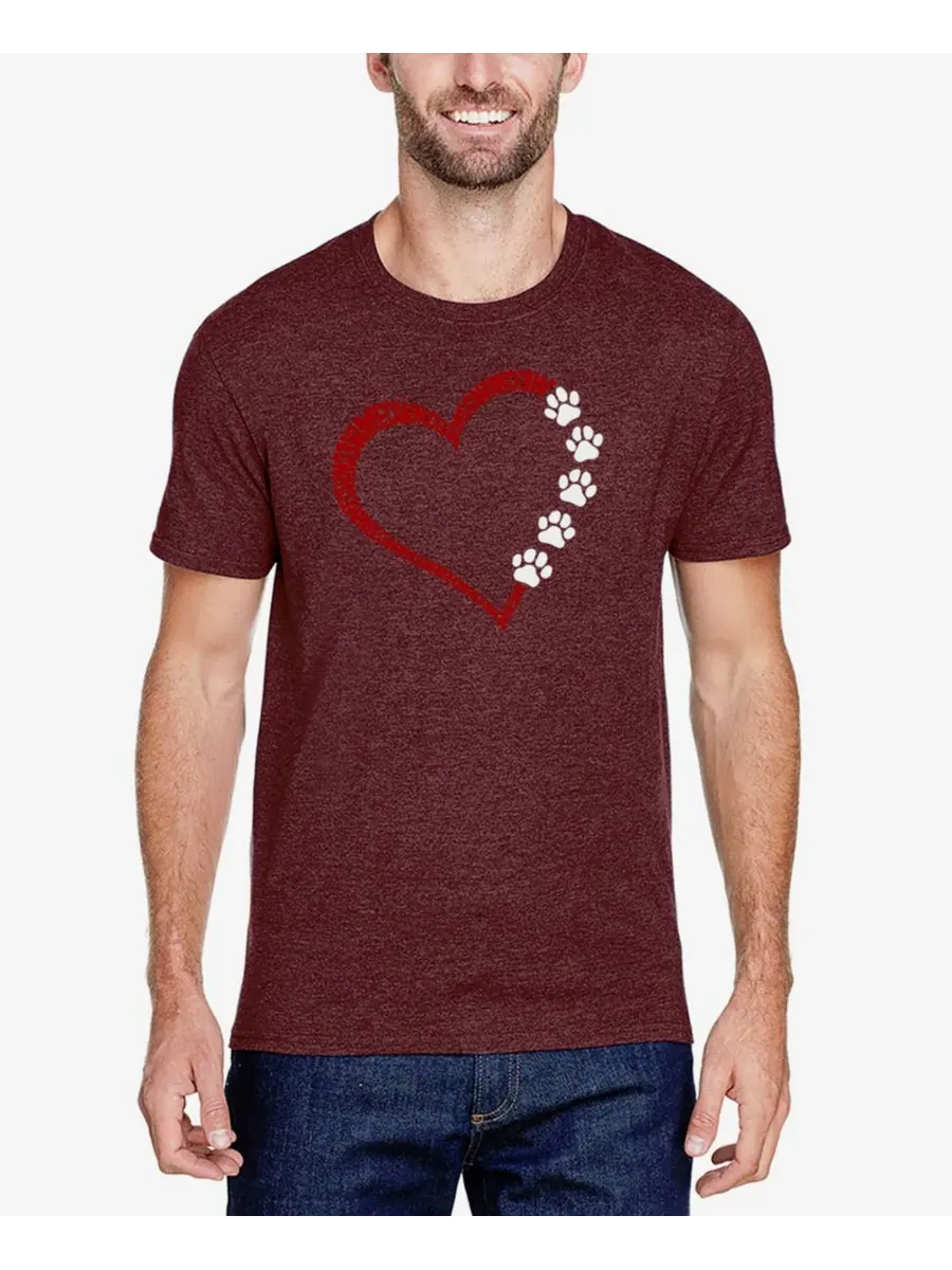Мужская футболка Meow Heart Premium Blend с надписью LA Pop Art — изображение 1 из 2, бордовый